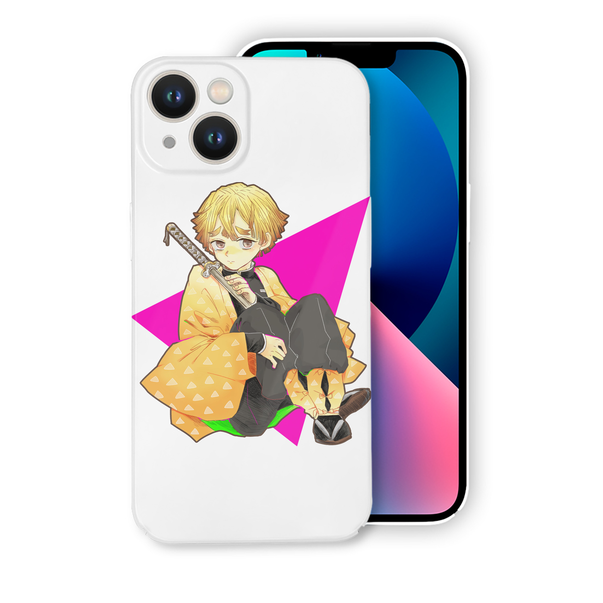 （画像用） 鬼滅の刃（きめつのやいば）我妻 善逸／あがつま ぜんいつ Agatsuma Zenitsu 【iPhone 14シリーズ対応】ハードケース